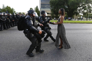 The protester Ieshia Evans being detained in Baton Rough, LA, on July 9, 2016. Jonathan Bachman/Reuters